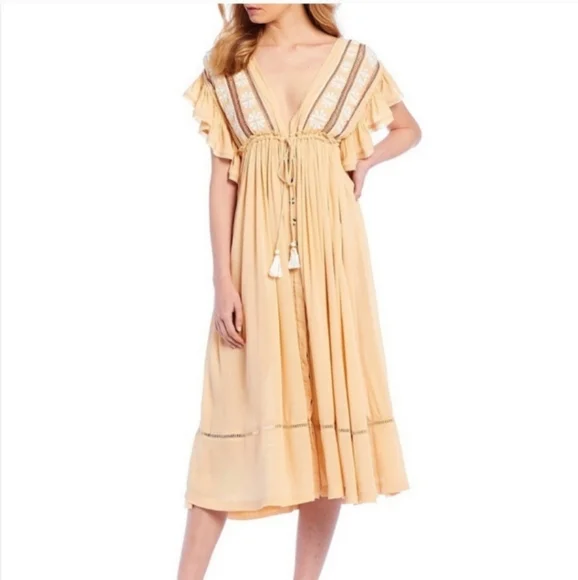 Free People Bali Will Wait For You Dress in Garbanzo Oversized Boho XS - Picture 4 of 16